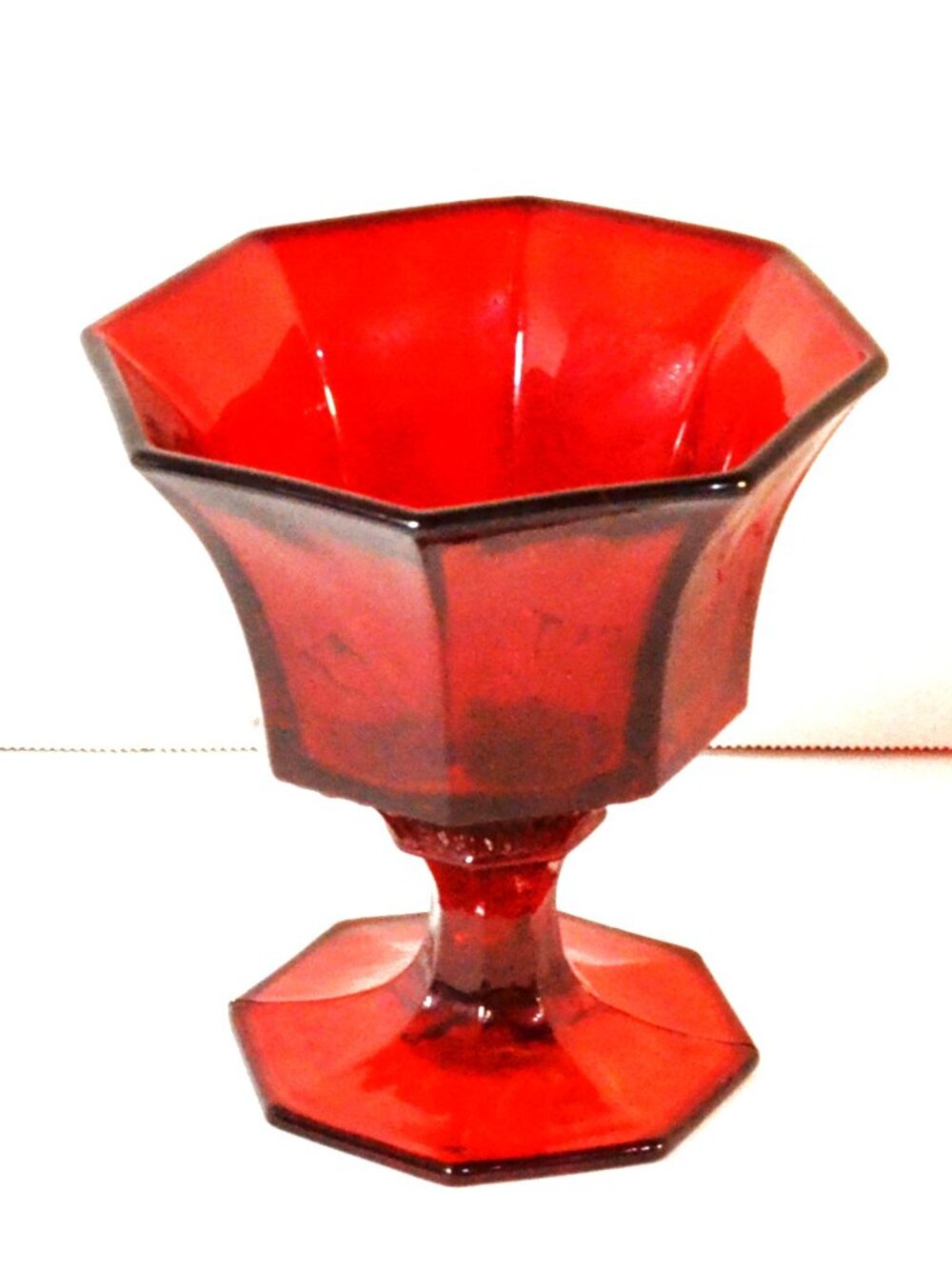 Pair Of Ruby Red Octagon Shape Glass Decor Accent - Picture 3 of 3